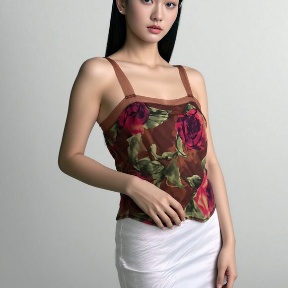 Vintage Rampage Floral Sheer Lined Sleeveless Top Sz S - Picture 5 of 5